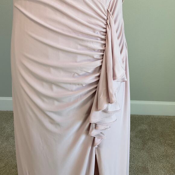 AQUA Women's Formal Dress Size 4 Pink Backless Thigh Slit Long Evening Gown - Picture 9 of 13